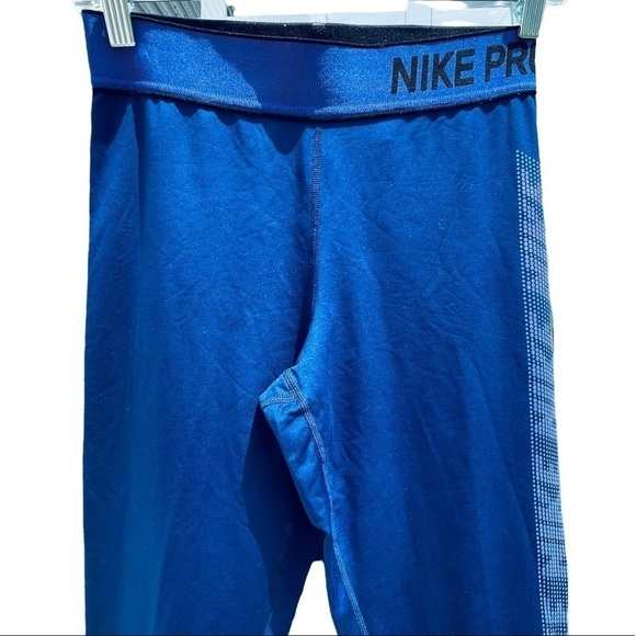 NIKE PRO Leggings Tights Purple Blue Logo Brand Down Side of Pant Medium - Picture 3 of 9